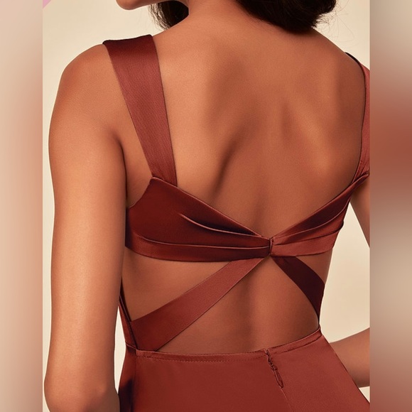 Azazie Alexia Stretch Satin Maxi Dress - Picture 4 of 8